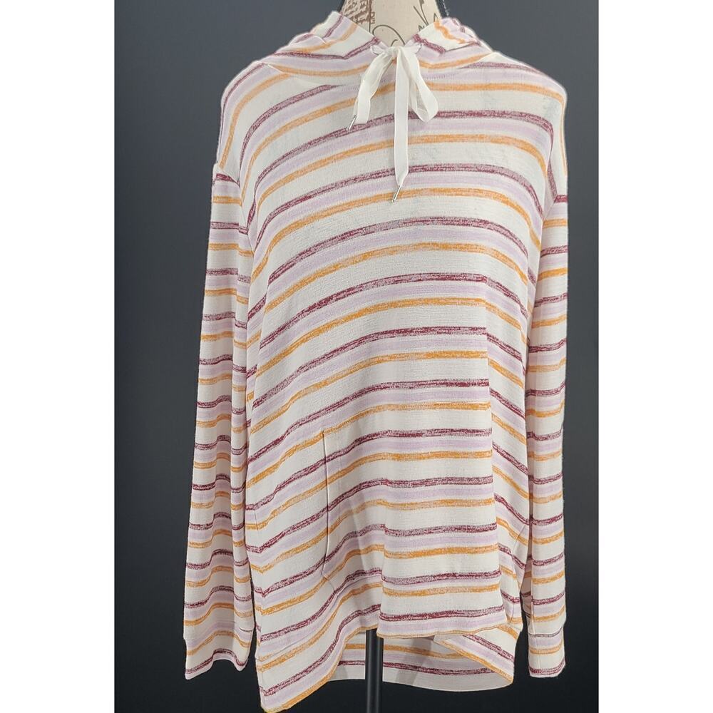 Market & Spruce Stitch Fix hooded knit striped top Sz Large office church casual